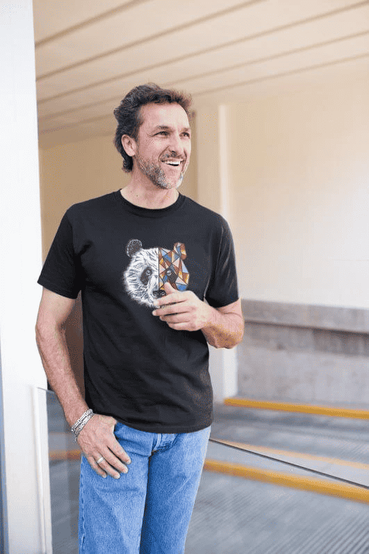 Erkek Kısa Kol Yazlık Tişört Bisiklet Yaka Baskılı Oversize T-Shirt - Siyah