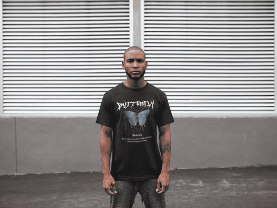 Erkek Kısa Kol Yazlık Tişört Bisiklet Yaka Baskılı Oversize T-Shirt - Siyah