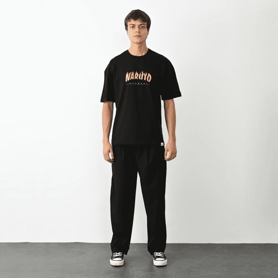 Erkek Baskılı T-Shirt Kısa Kol Bisiklet Yaka Regular Fit Rahat Kalıp Günlük Tişört - Siyah