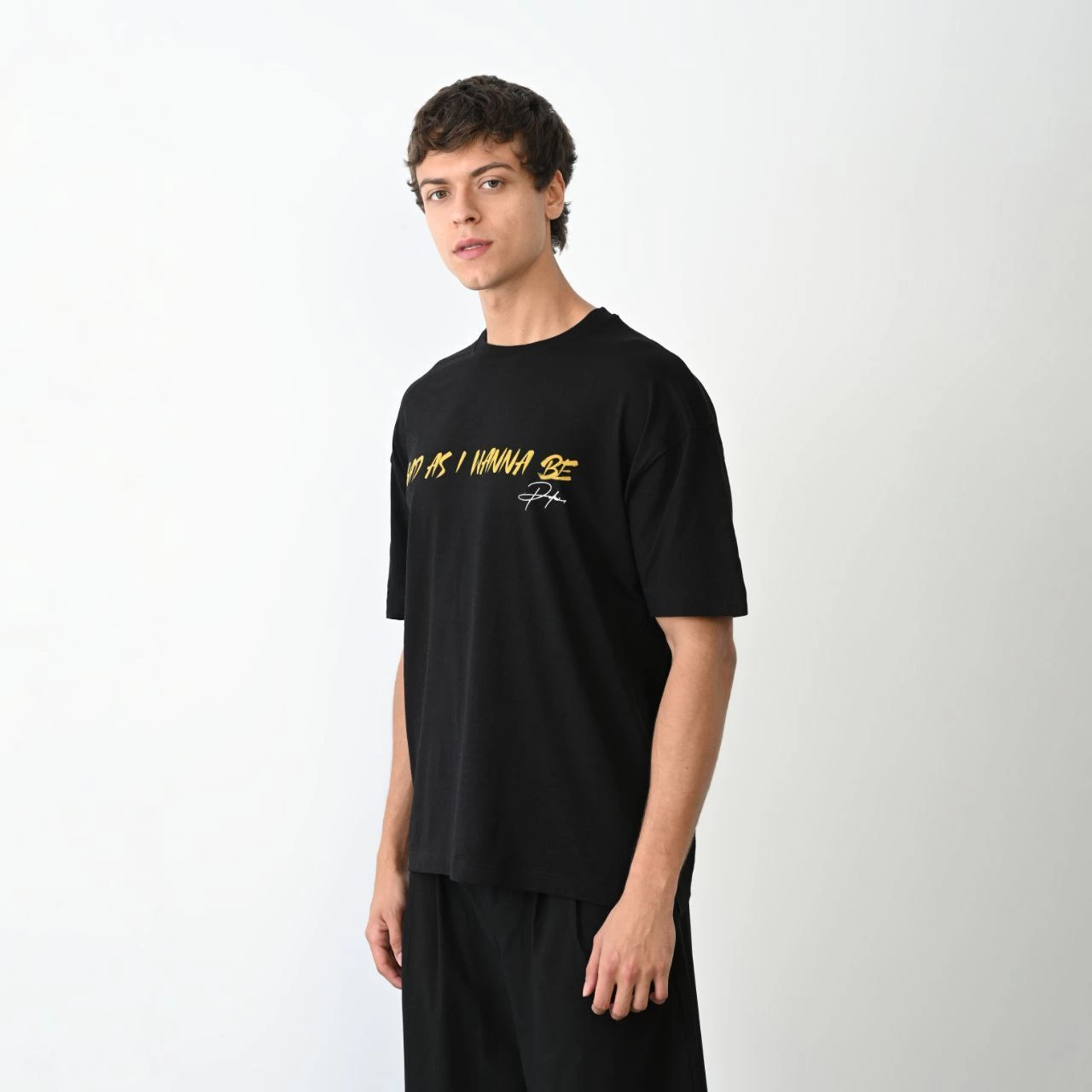 Erkek Baskılı T-Shirt Kısa Kol Bisiklet Yaka Regular Fit Rahat Kalıp Günlük Tişört - Siyah