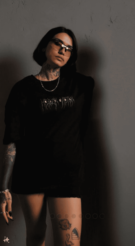 kadın Bisiklet Yaka Baskılı Oversize  Kısa kol T-Shirt - Siyah