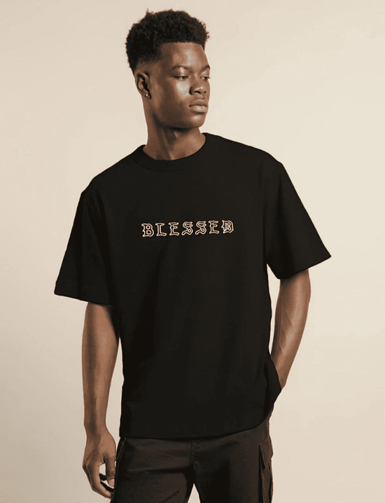 Erkek Baskılı T-Shirt Kısa Kol Bisiklet Yaka Regular Fit Rahat Kalıp Günlük Tişört - Siyah
