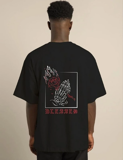 Erkek Baskılı T-Shirt Kısa Kol Bisiklet Yaka Regular Fit Rahat Kalıp Günlük Tişört - Siyah