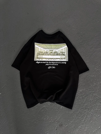 Erkek Baskılı T-Shirt Kısa Kol Bisiklet Yaka Regular Fit Rahat Kalıp Günlük Tişört - Siyah