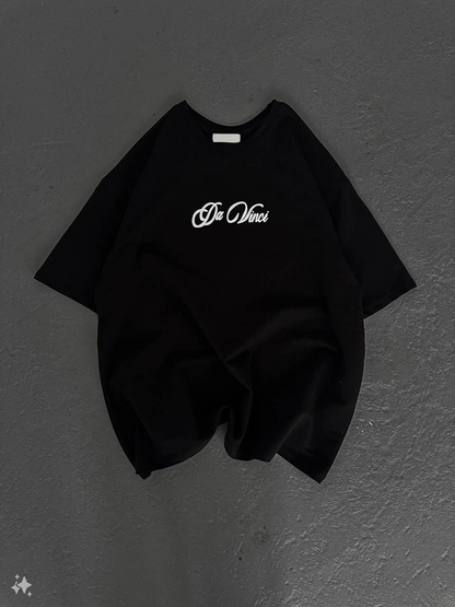 Kadın Baskılı T-Shirt Kısa Kol Bisiklet Yaka Oversize Rahat Kalıp Günlük Tişört - Siyah